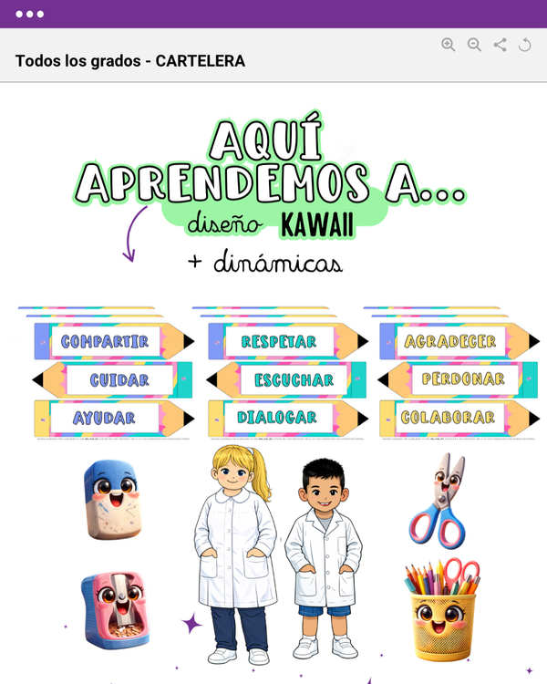 Producto - CARTELERA: APRENDEMOS A - DISEÑO KAWAII