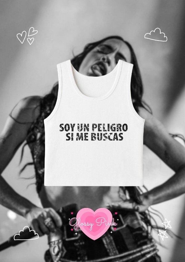 Tan Top Soy Un Peligro Si Me Buscas - VINILO GLITTER NEGRO