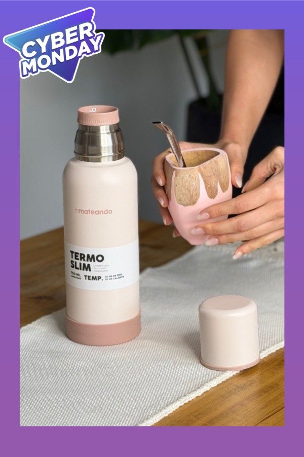 Producto - SET MATE VACA RANCHERO ROSA + TERMO MATEANDO ROSA QUARTZ 750 Ml + BOMBILLA - 0