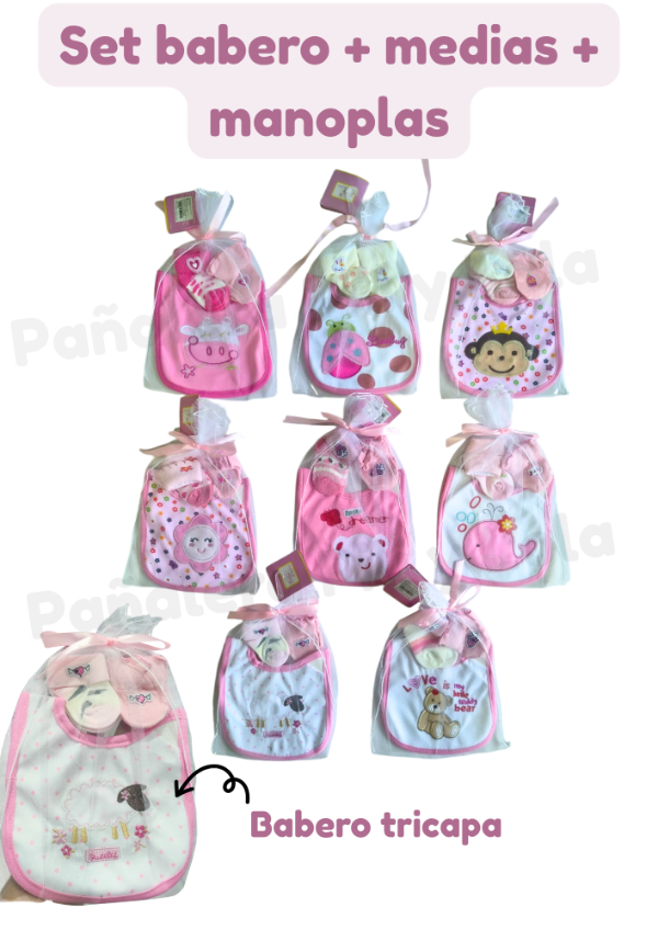 Producto - Set babero + medias + manoplas
