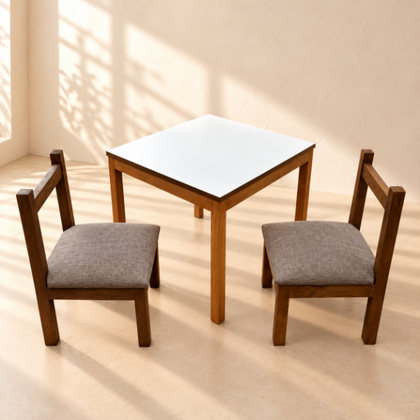 Producto - Mesa Madera con 2 Sillas Tapizadas CALIDAD PREMIUM - 6