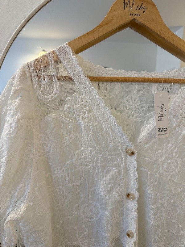 Producto - Blusa Elda encaje blanca manga corta - 1