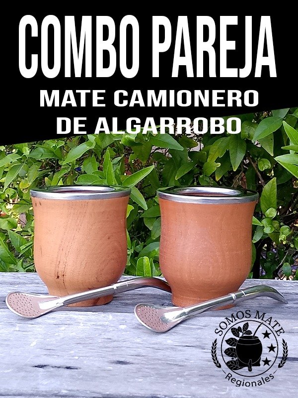 Producto - 2 MATES CAMIONEROS ALGARROBO + 2 BOMBILLAS