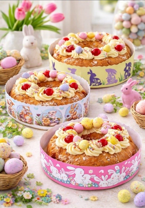 Producto - Molde de rosca de Pascuas estampados surtidos  x 10 u de 20 cm de diámetro