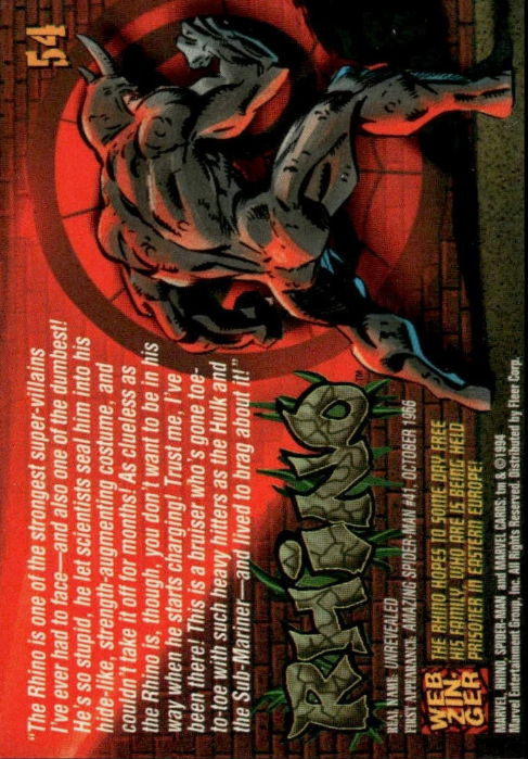 Producto - 1994 Fleer The Amazing Spider-Man #54 - Rhino - 1