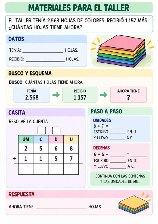 Producto - Resuelvo con casitas: Sumas y Restas con Números de 4 Cifras - 12