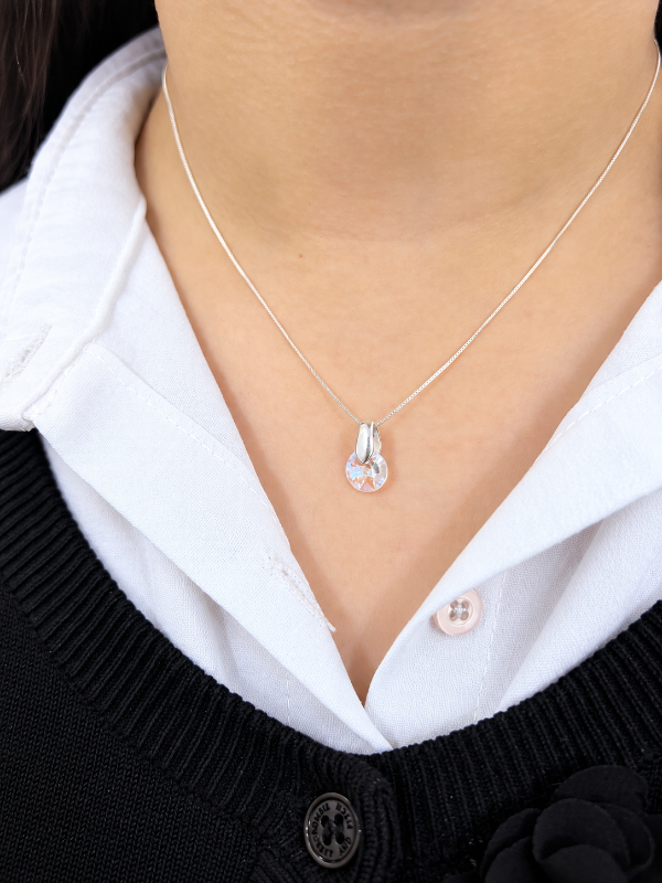 Producto - Conjunto cadena con dije rívoli cristal blanco plata 925