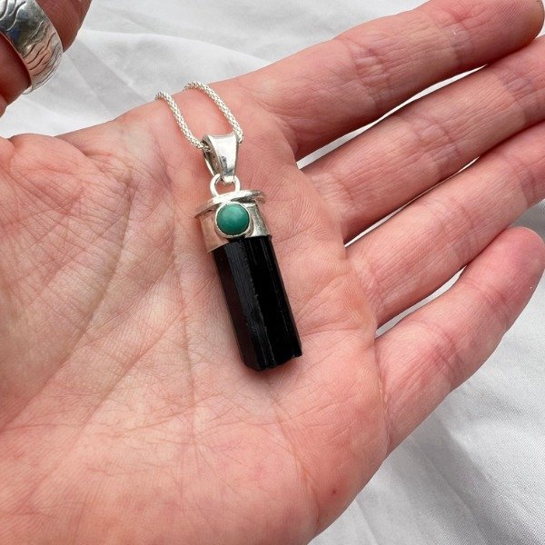 Producto - DIJE TURMALINA NEGRA CON TURQUESA - 1