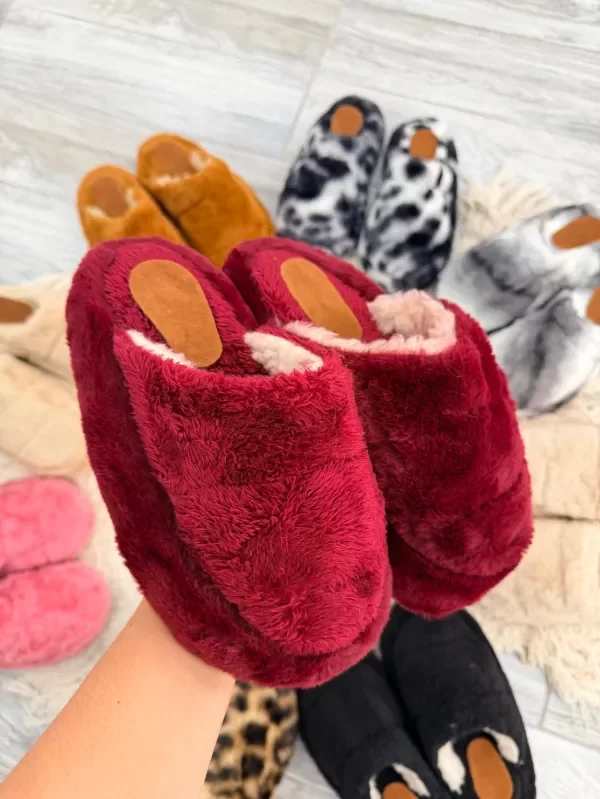 Producto - PANTUFLAS TEDDY ADULTO - Bordo/Vino