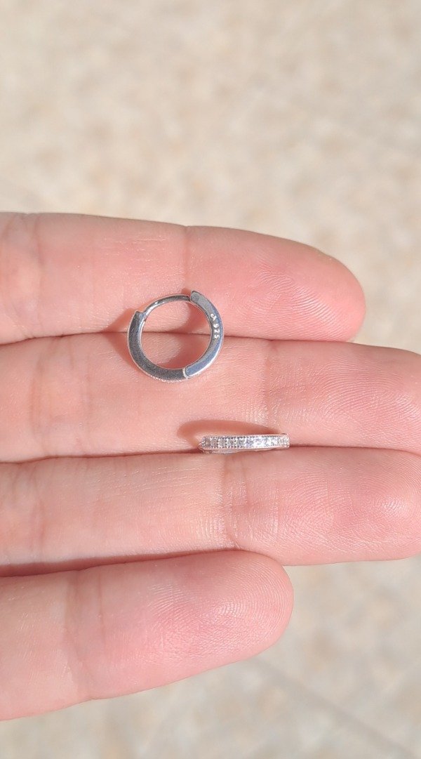 Producto - Argollas de Plata 12mm con Micropave (unidad)