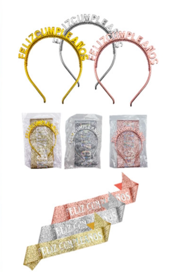 Producto - Set banda feliz cumpleaños con vincha