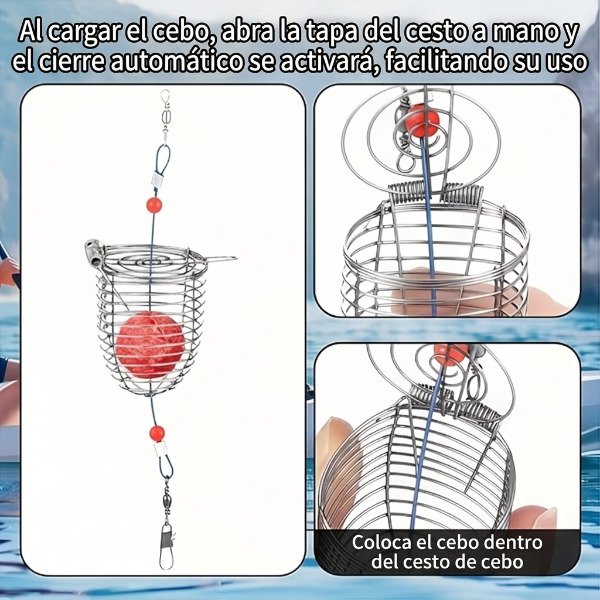 Producto - Linea de Fondo Cestillo Cebador Acero Inoxidable Tamaño S Carpa Boga - 9