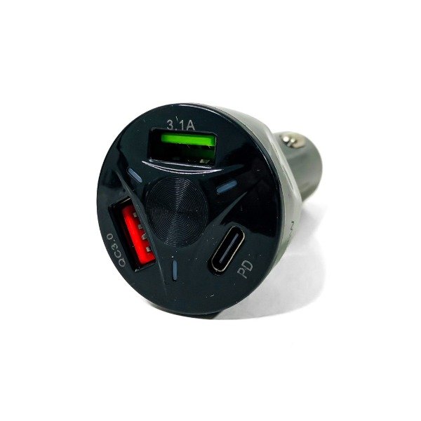 Producto - CARGADOR CELULAR CARGA RÁPIDA AUTO DOBLE USB + TIPO C