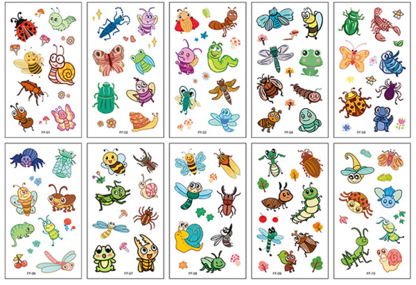 Producto - Tattoo bichos temporales x 10 un