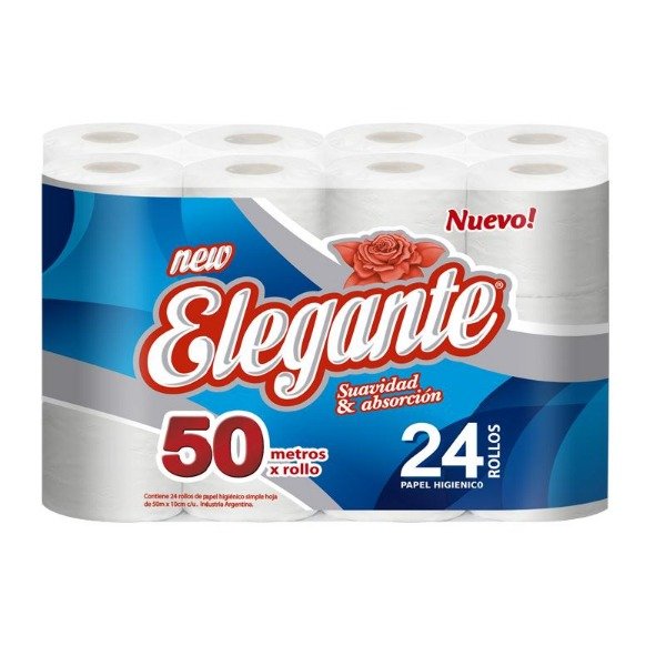 Producto - Papel Higiénico Elegante Simple Hoja x50mts x24 rollos
