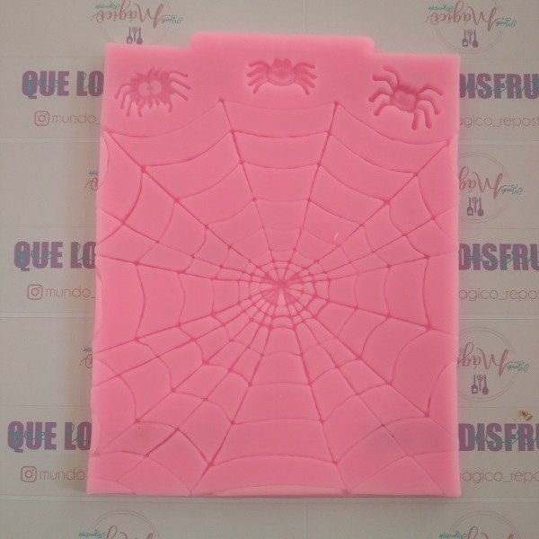 Producto - Molde silicona telaraña con 3 arañitas