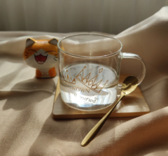 Producto - Taza Vidrio con Base Madera y Cuchara 6121