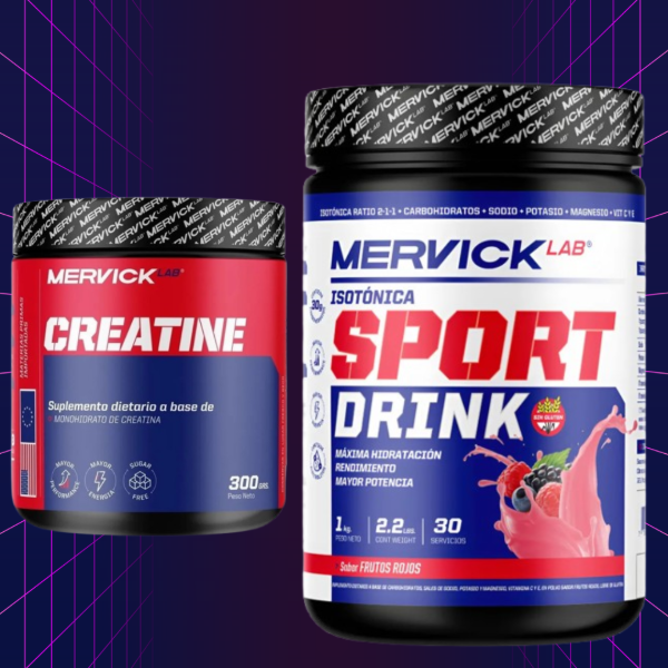 Producto - COMBO RENDIR AL MAXIMO CREATINA 300G Y SPORT DRINK 1KG MERVICK