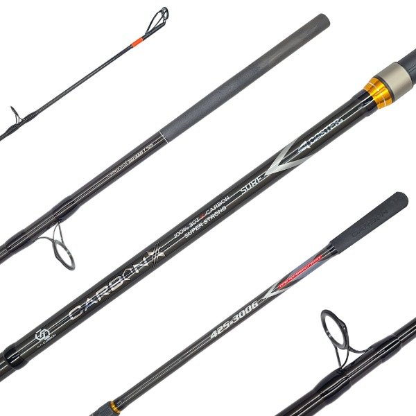 Producto - Caña CASTER Carbon X 4.25m 3 Tramos Surfcasting Carbono 30TK 150-300g