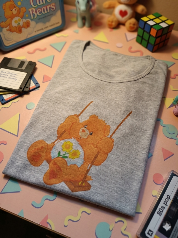 Producto - Remera Mujer Osito Naranja Gris
