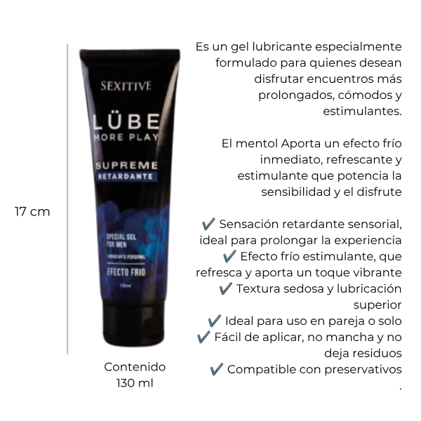 Producto - Gel lubricante Retardante y efecto frío Lube Sexitive 130ml - 1