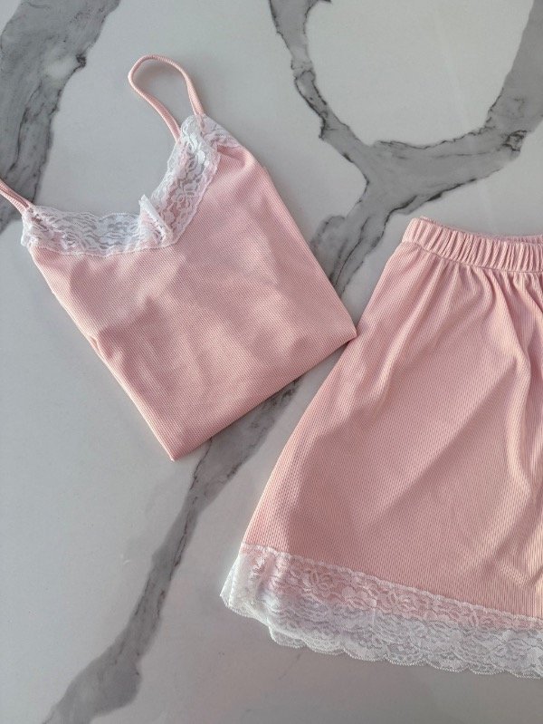 Producto - Pijama morley rosa blanco
