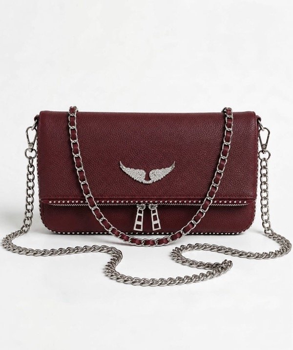 Producto - Cartera Zadig Rock Tachas - Linea Exclusiva - Doble correa - Bordo