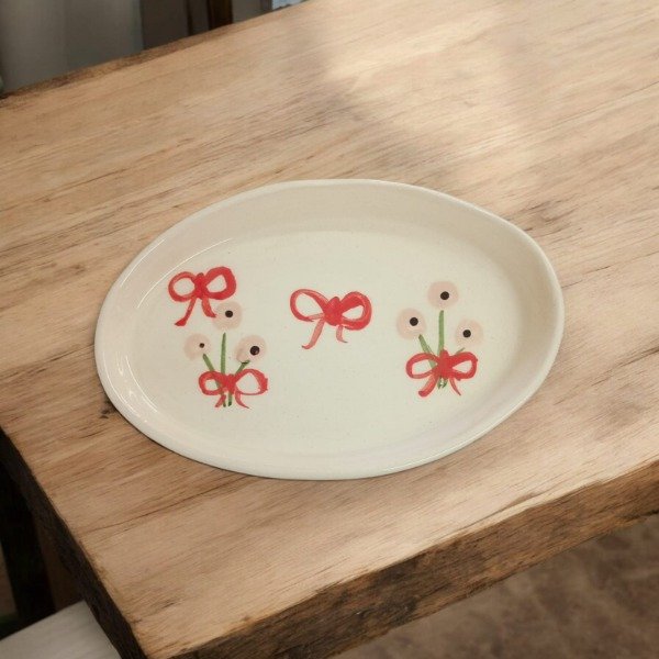 Producto - Bandeja ceramica premium flores y moño