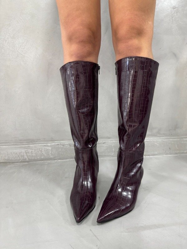 Producto - Botas Valentina croco bordó simil cuero