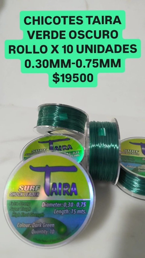 Producto - CHICOTES TAIRA 0.30 - 0.75 MM VERDE MUSGO