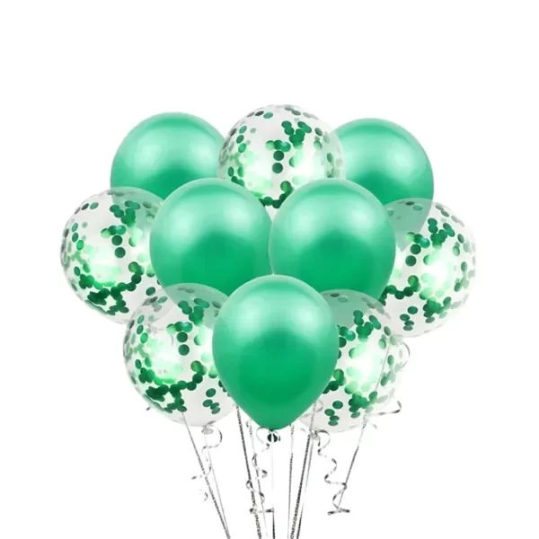 Producto - Set Blister Globos Verde x10 con confeti + cinta