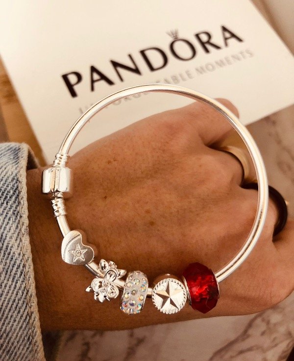 Producto - Esclava Pandora Roja + dijes premium M3 Acero Blanco