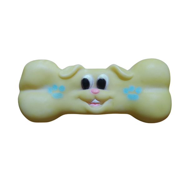 Producto - juguete para perros con chifle modelo hueso con carita de perrito. - 1