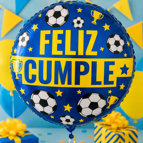 Producto - GLOBO 22" (56cm) FELIZ CUMPLE (AZUL Y AMARILLO)