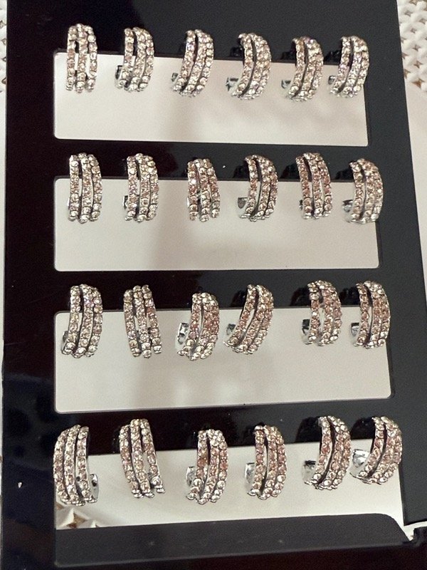 Producto - A1231 Blíster x 12 aros fiesta con strass acero quirúrgico