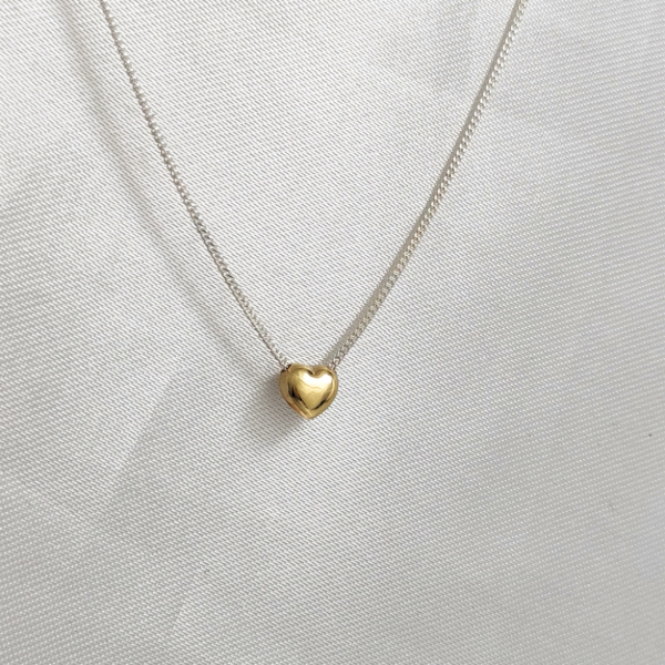 Producto - Conjunto Plata 925 y Oro Dije Corazones con Cadena - 1