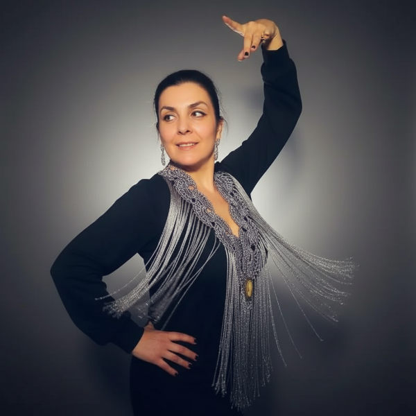 Producto - Tira De Flecos De Seda Para Escote Abanicos Gris