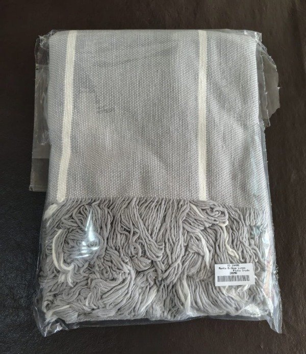 Producto - Manta con flecos Bilbao 2 x 1,40m gris con crudo