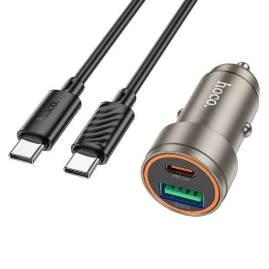 Producto - CARGADOR DE AUTO HOCO 30W USB Y TIPO C Z57A C/CABLE TIPO C A TIPO C