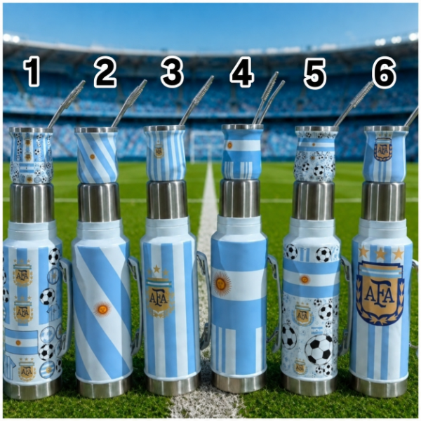 Producto - COMBO MUNDIAL MATE+ TERMO 1.4L+ BOMBILLA+LIMPIA BOMBILLA AFA OFICIAL