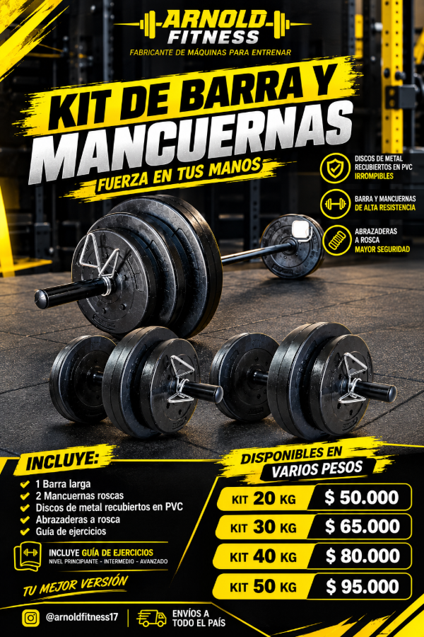 Producto - Kit de barra y mancuernas con 40kg