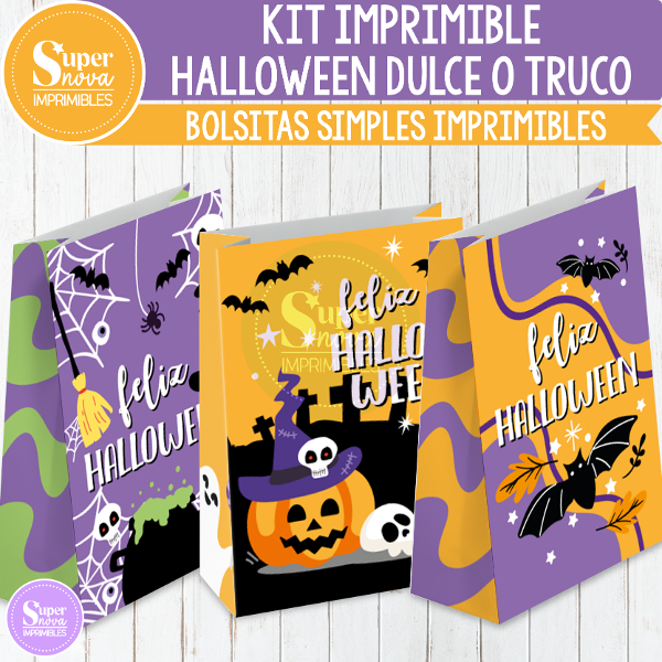 Producto - KIT IMPRIMIBLE HALLOWEEN DULCE O TRUCO BOLSITAS SIMPLES