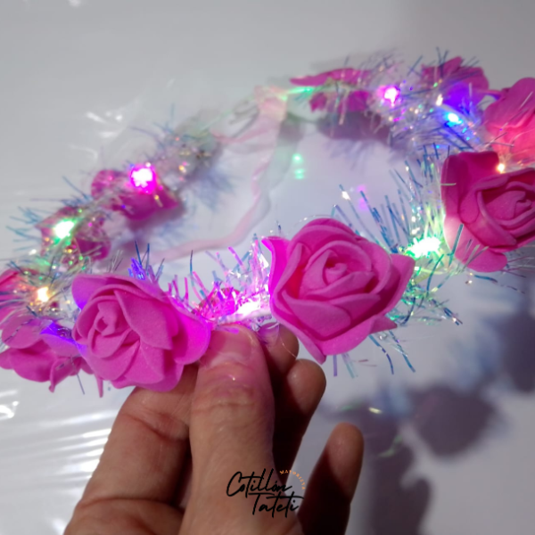 Producto - VINCHAS FLORES LED - BLANCA/ROSA