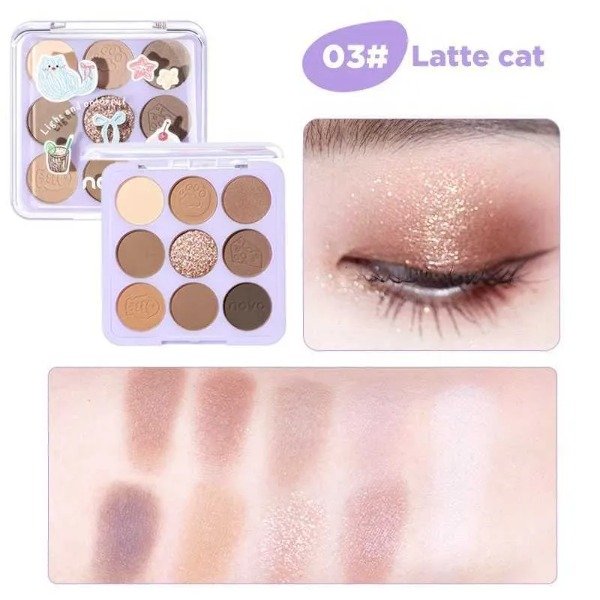Producto - Paleta 9 tonos Eyeshadow Palette Latte Cat 03 - Novo - 2