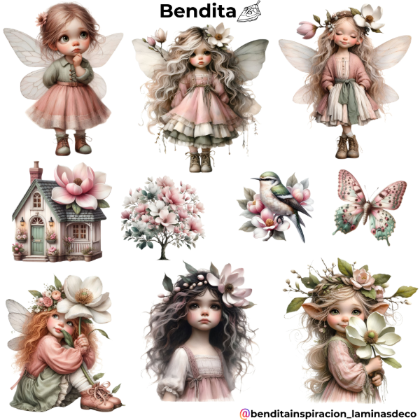 Producto - Bendita Plancha 307 Hadas en tonos rosados y verdes
