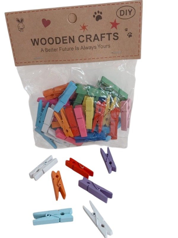Producto - BROCHE MADERA X 40 UD MULTICOLOR