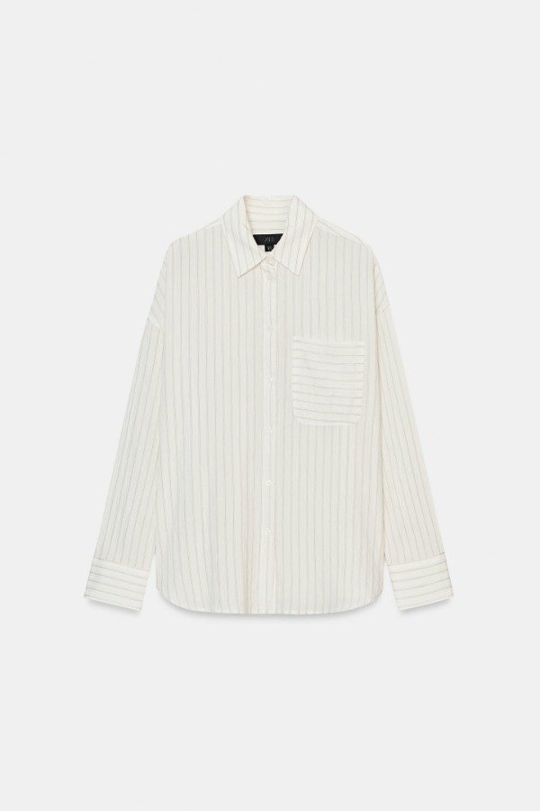 Producto - Camisa rayas fluida blanca Zara - 0