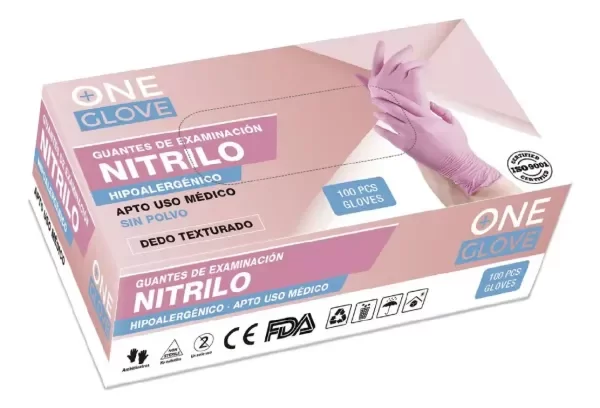 Producto - Guantes de Nitrilo Caja x100pcs Rosa