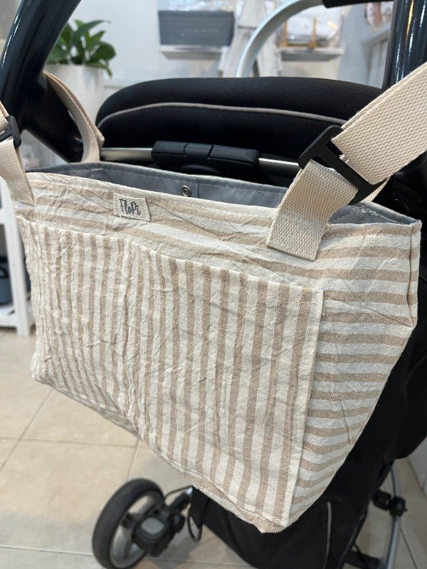 Producto - Organizador Cochecito rayas tusor beige