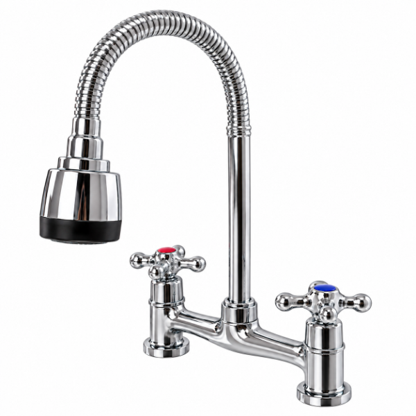 Producto - Griferia Mezcladora Cocina Pico Flexible Con Lluvia